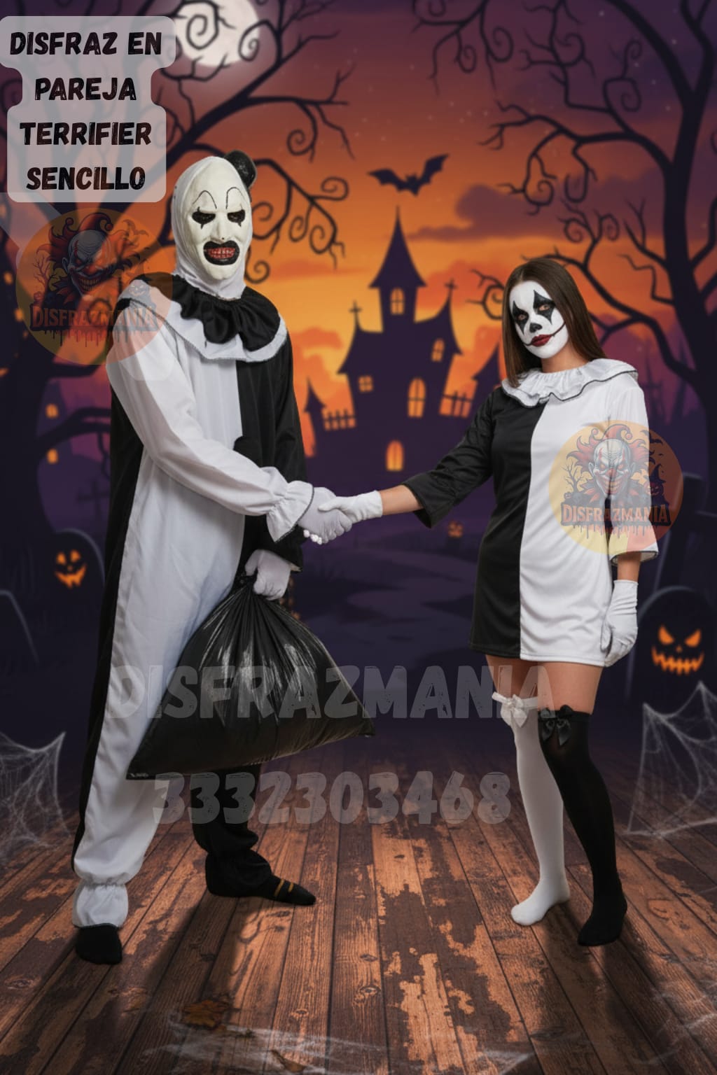 DISFRAZ EN PAREJA TERRIFIER SENCILLO (LOS DOS POR UN VALOR DE)