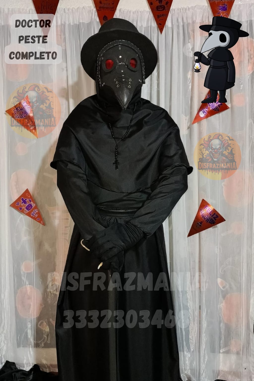 DISFRAZ DEL DOCTOR DE LA PESTE TRAJE COMPLETO